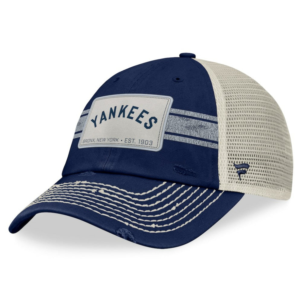 New York Yankees  Heritage Stripe Trucker Adjustable Hat - Navy/Natural
