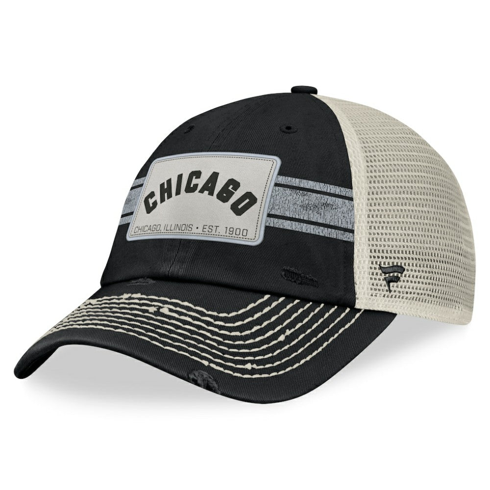 Chicago White Sox  Heritage Stripe Trucker Adjustable Hat - Black/Natural