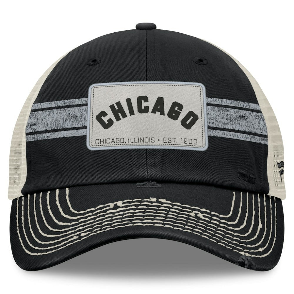 Chicago White Sox  Heritage Stripe Trucker Adjustable Hat - Black/Natural