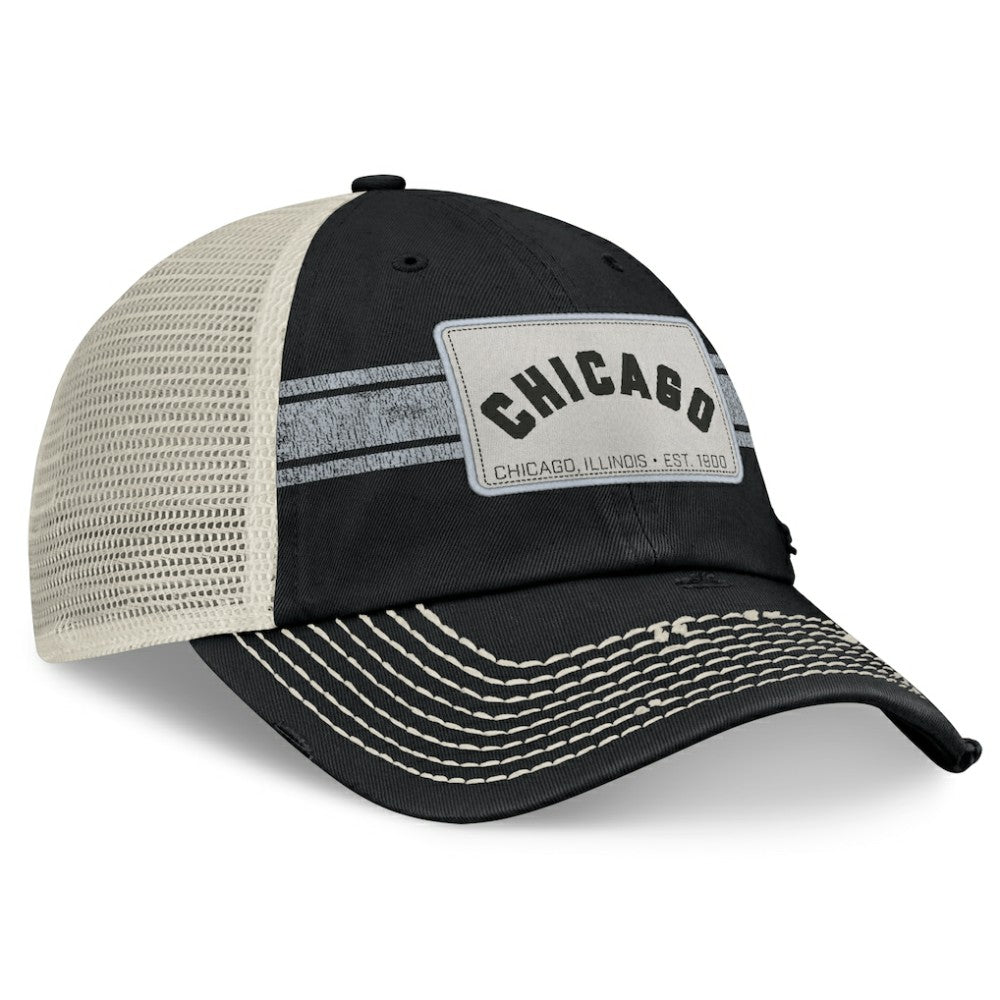 Chicago White Sox  Heritage Stripe Trucker Adjustable Hat - Black/Natural