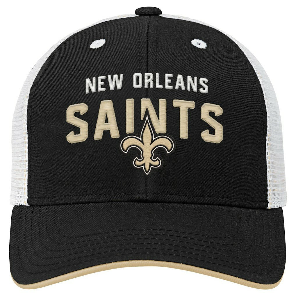 New Orleans Saints Youth Core Lockup Trucker Adjustable Hat - Black on sale