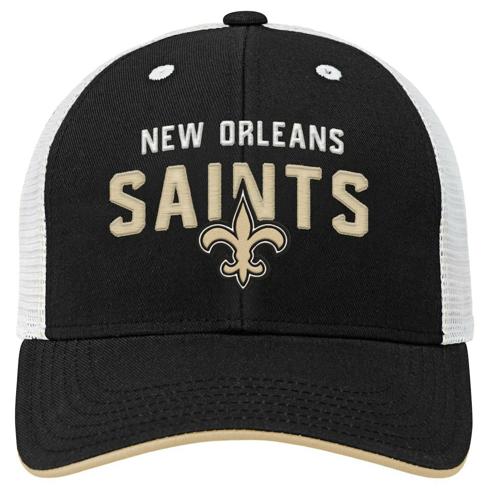 New Orleans Saints Youth Core Lockup Trucker Adjustable Hat - Black on sale