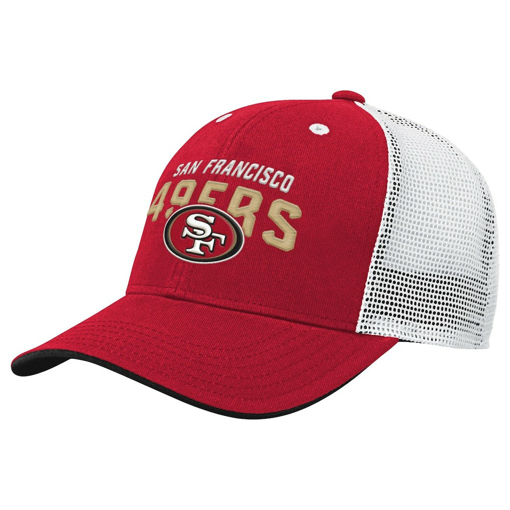 San Francisco 49ers Youth Core Lockup Trucker Adjustable Hat - Scarlet on sale