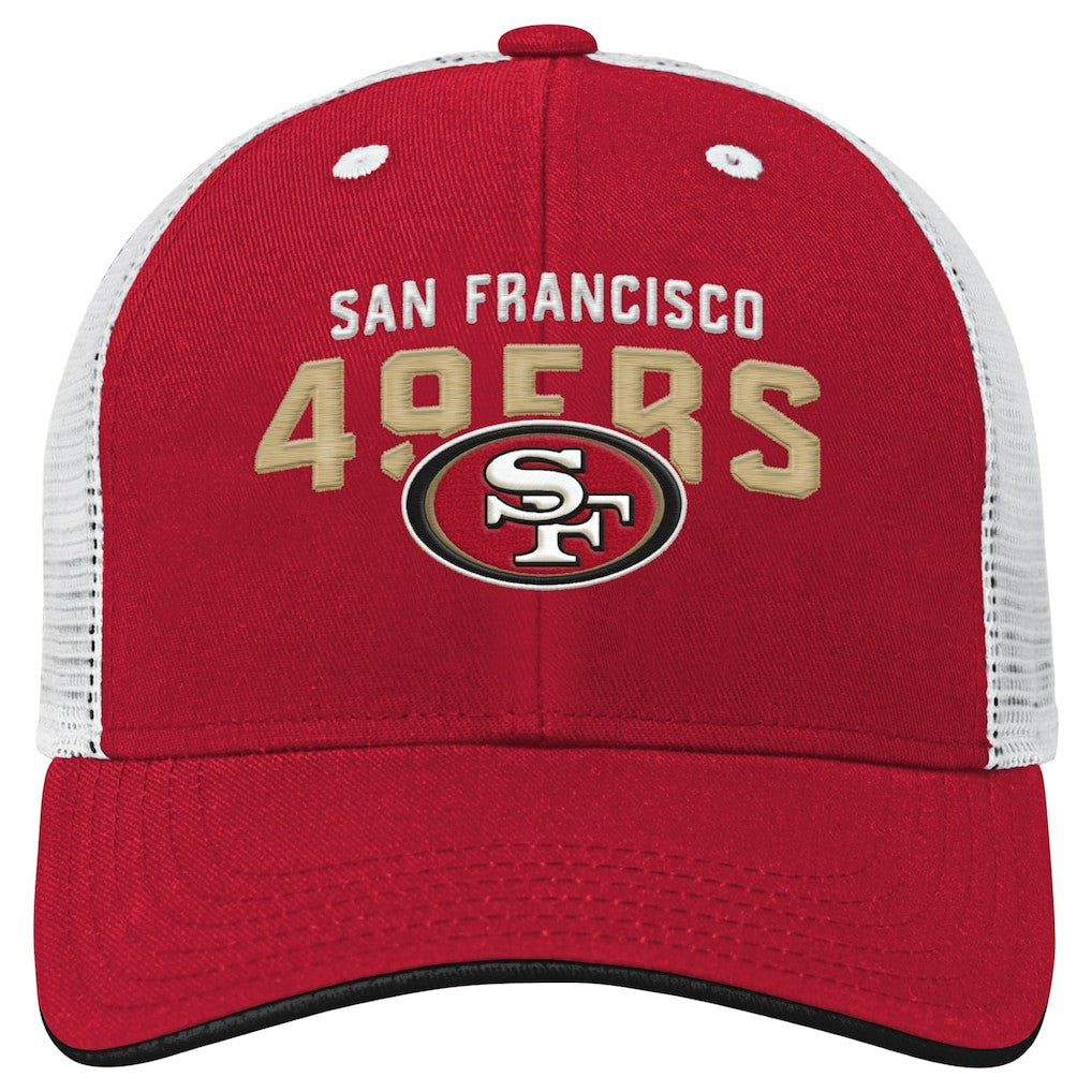 San Francisco 49ers Youth Core Lockup Trucker Adjustable Hat - Scarlet on sale