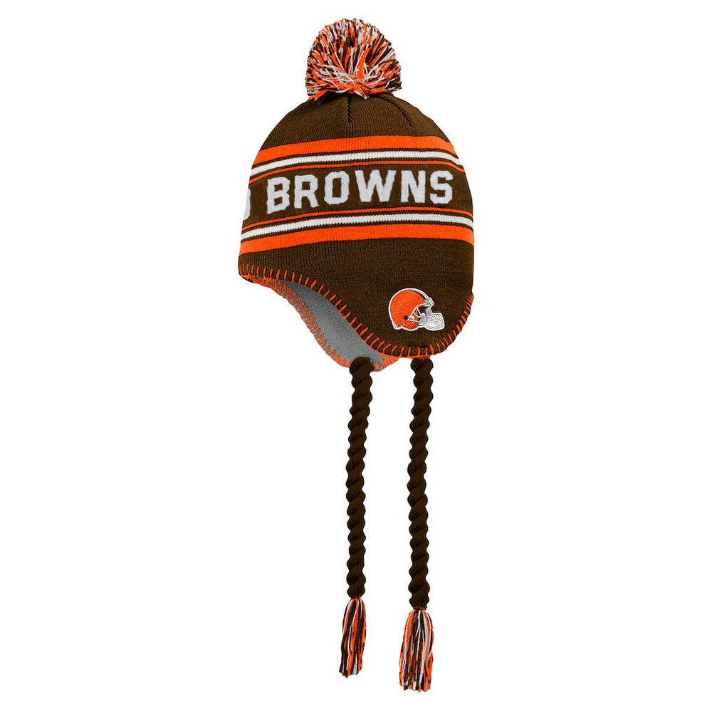 Cleveland Browns Youth Jacquard Tassel Knit Hat with Pom - Brown cheap