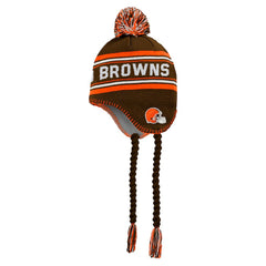 Cleveland Browns Youth Jacquard Tassel Knit Hat with Pom - Brown cheap