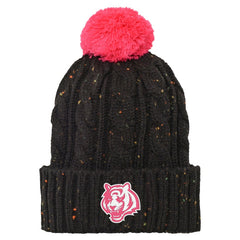Cincinnati Bengals Girls Youth Nep Yarn Cuffed Knit Hat with Pom - Black cheap