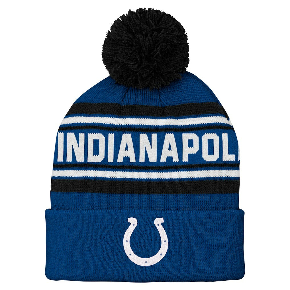 Indianapolis Colts Preschool Jacquard Cuffed Knit Hat with Pom - Royal discount