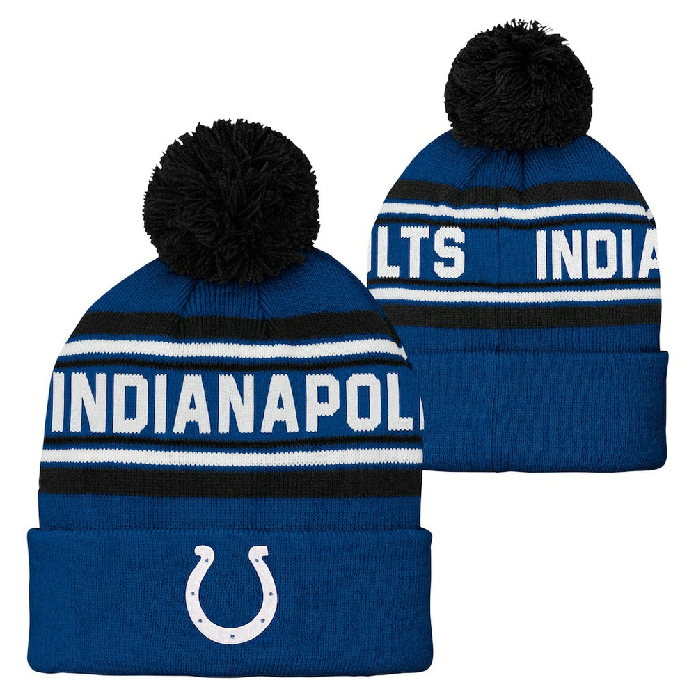 Indianapolis Colts Preschool Jacquard Cuffed Knit Hat with Pom - Royal discount