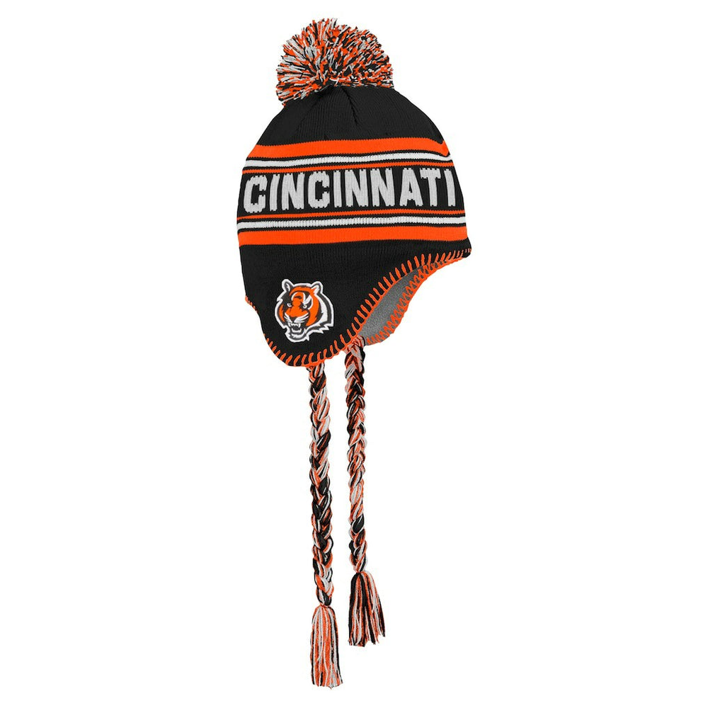 Cincinnati Bengals Preschool Jacquard Tassel Knit Hat with Pom - Black discount