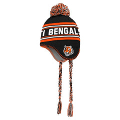 Cincinnati Bengals Preschool Jacquard Tassel Knit Hat with Pom - Black discount