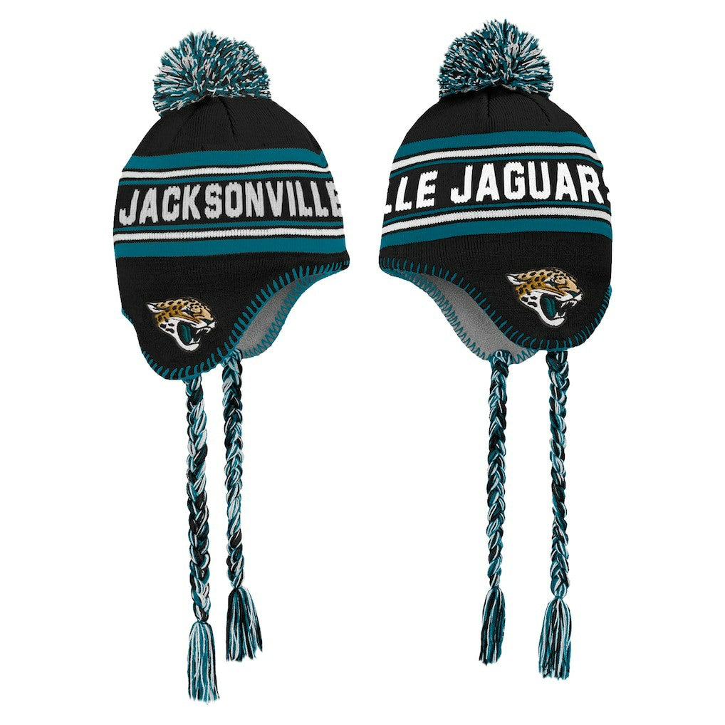 Jacksonville Jaguars Preschool Jacquard Tassel Knit Hat with Pom - Black sale