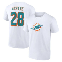 De’Von Achane Miami Dolphins Icon Player Name & Number T-Shirt - White online