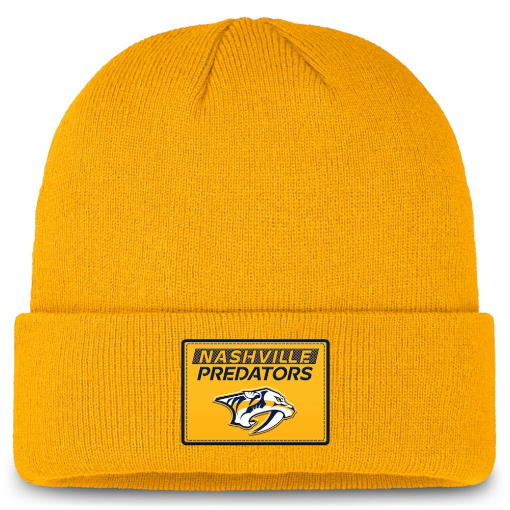 Nashville Predators Fanatics Authentic Pro Cuffed Knit Hat Gold