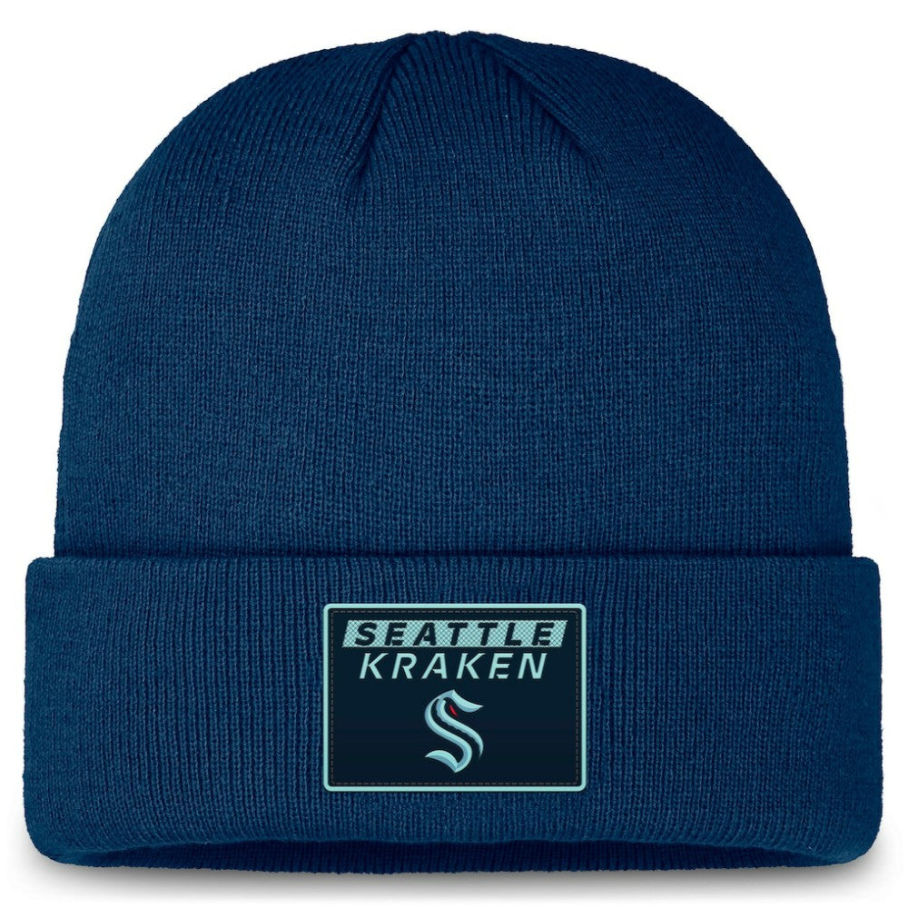 Seattle Kraken Fanatics Authentic Pro Cuffed Knit Hat Deep Sea Blue