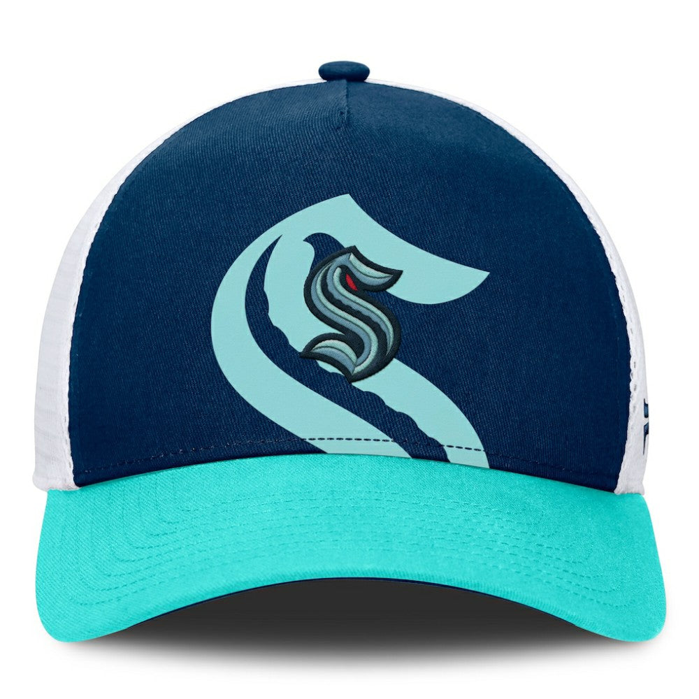 Seattle Kraken Fanatics Authentic Pro A-Frame Rink Adjustable Hat Deep Sea Blue/Light Blue