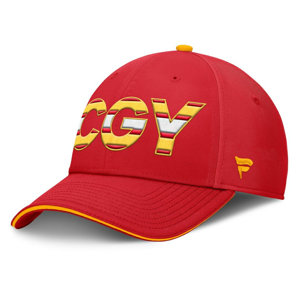 Calgary Flames Fanatics Authentic Pro Rink Team Code Flex Hat Red/Gold