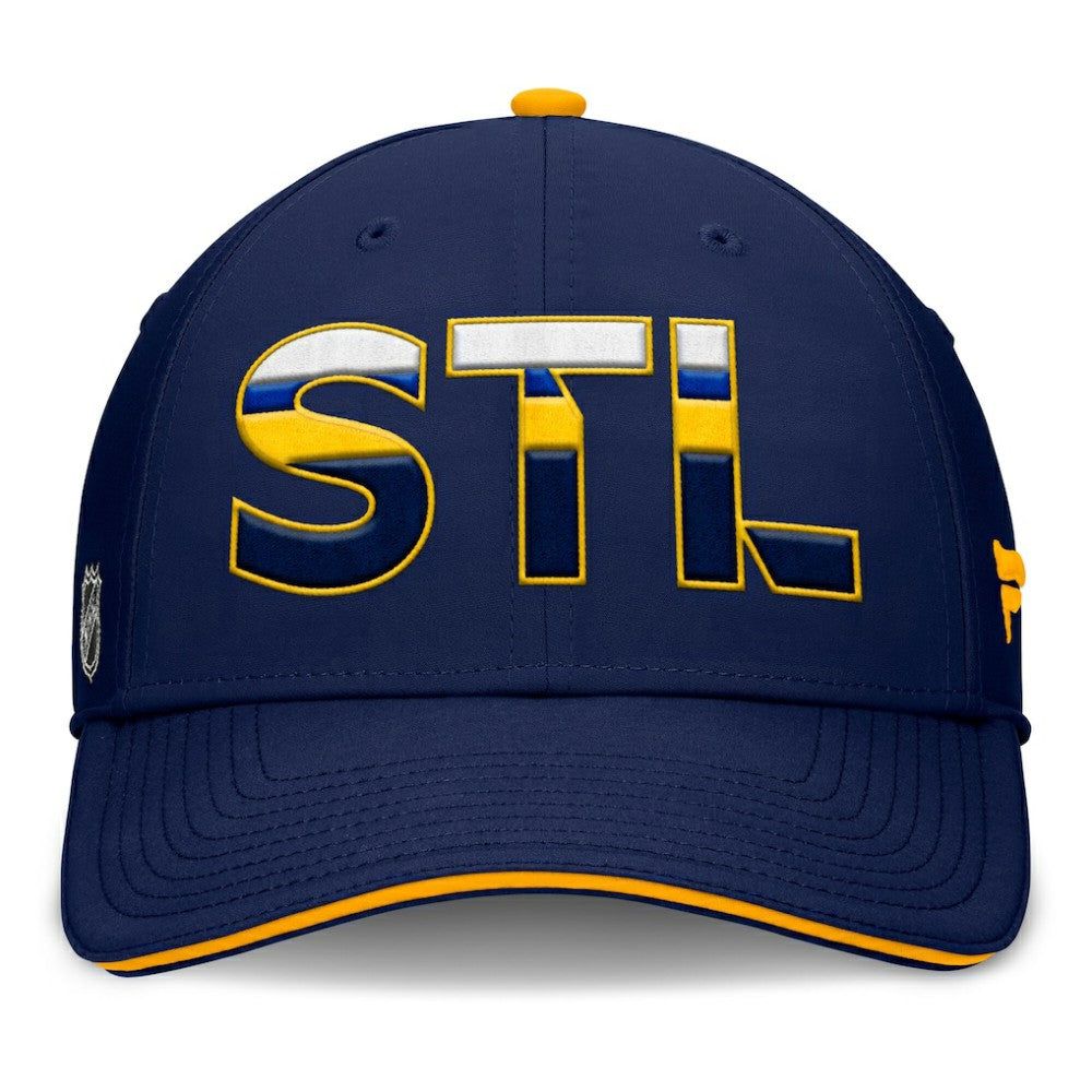 St. Louis Blues Fanatics Authentic Pro Rink Team Code Flex Hat Navy/Gold