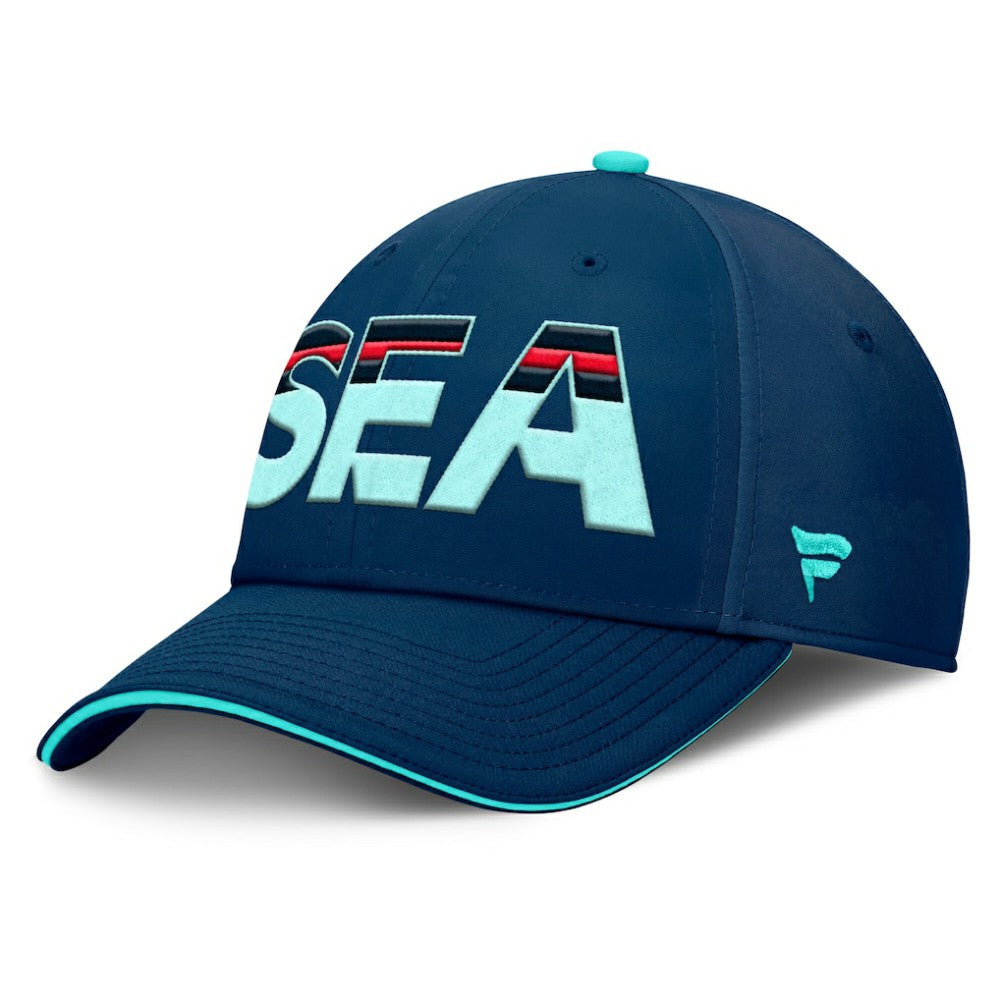 Seattle Kraken Fanatics Authentic Pro Rink Team Code Flex Hat Deep Sea Blue/Light Blue