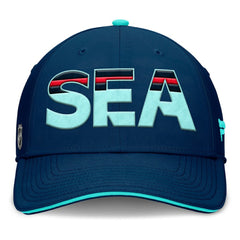 Seattle Kraken Fanatics Authentic Pro Rink Team Code Flex Hat Deep Sea Blue/Light Blue