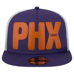 Phoenix Suns Puff Print Team Code A-Frame 9FIFTY Trucker Snapback Hat - Purple | New Era shop