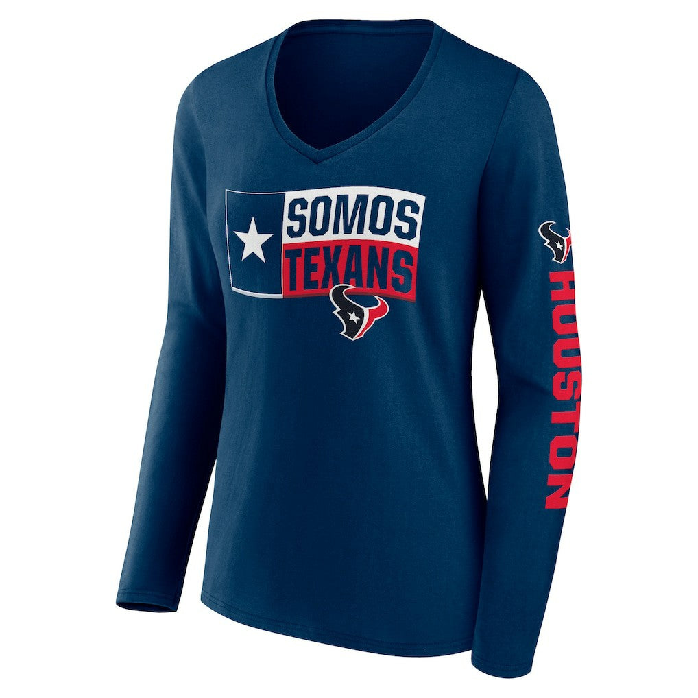 Houston Texans Hometown Sweep Long Sleeve V-Neck T-Shirt - Navy sale