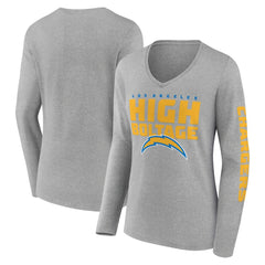 Los Angeles Chargers Hometown Sweep Long Sleeve V-Neck T-Shirt - Heather Gray discount
