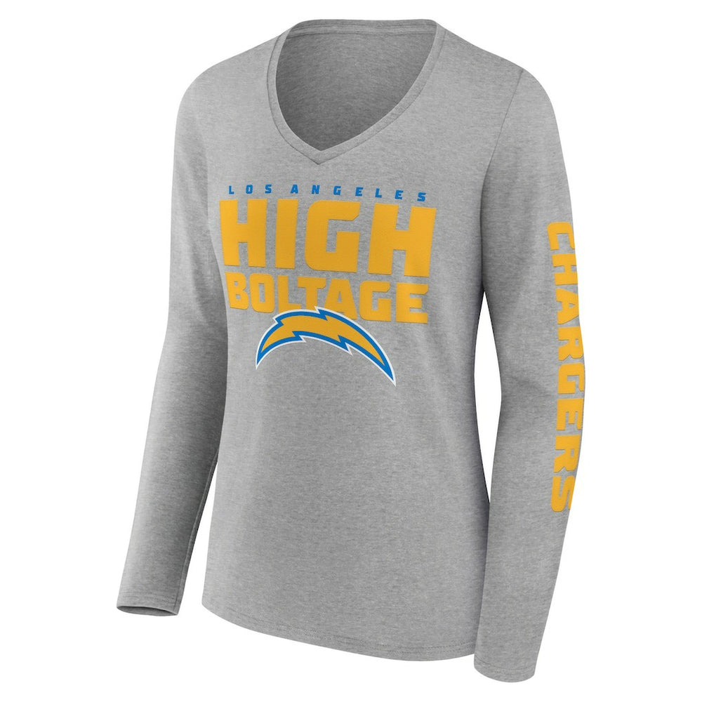 Los Angeles Chargers Hometown Sweep Long Sleeve V-Neck T-Shirt - Heather Gray discount