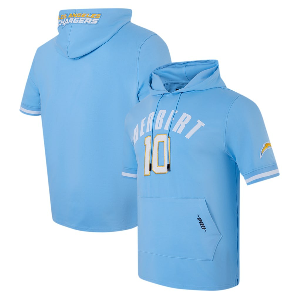 Justin Herbert Los Angeles Chargers Pro Standard Player Name & Number Hoodie T-Shirt - Powder Blue for sale