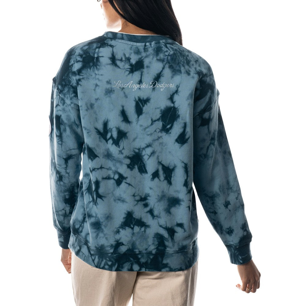 Los Angeles Dodgers The Wild Collective Women's Overdyed Pullover Sweatshirt - Blue