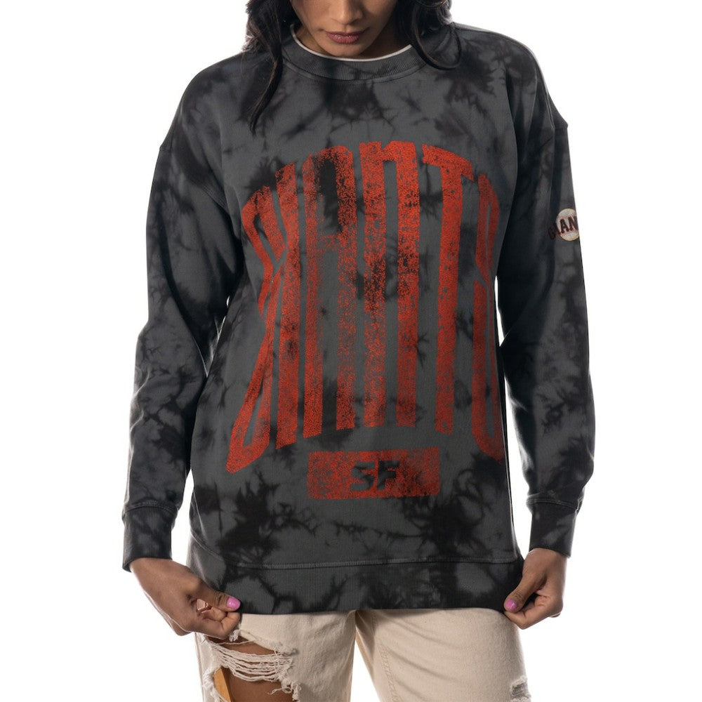 San Francisco Giants The Wild Collective Women's Overdyed Pullover Sweatshirt - Charcoal