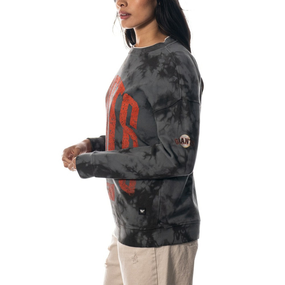 San Francisco Giants The Wild Collective Women's Overdyed Pullover Sweatshirt - Charcoal