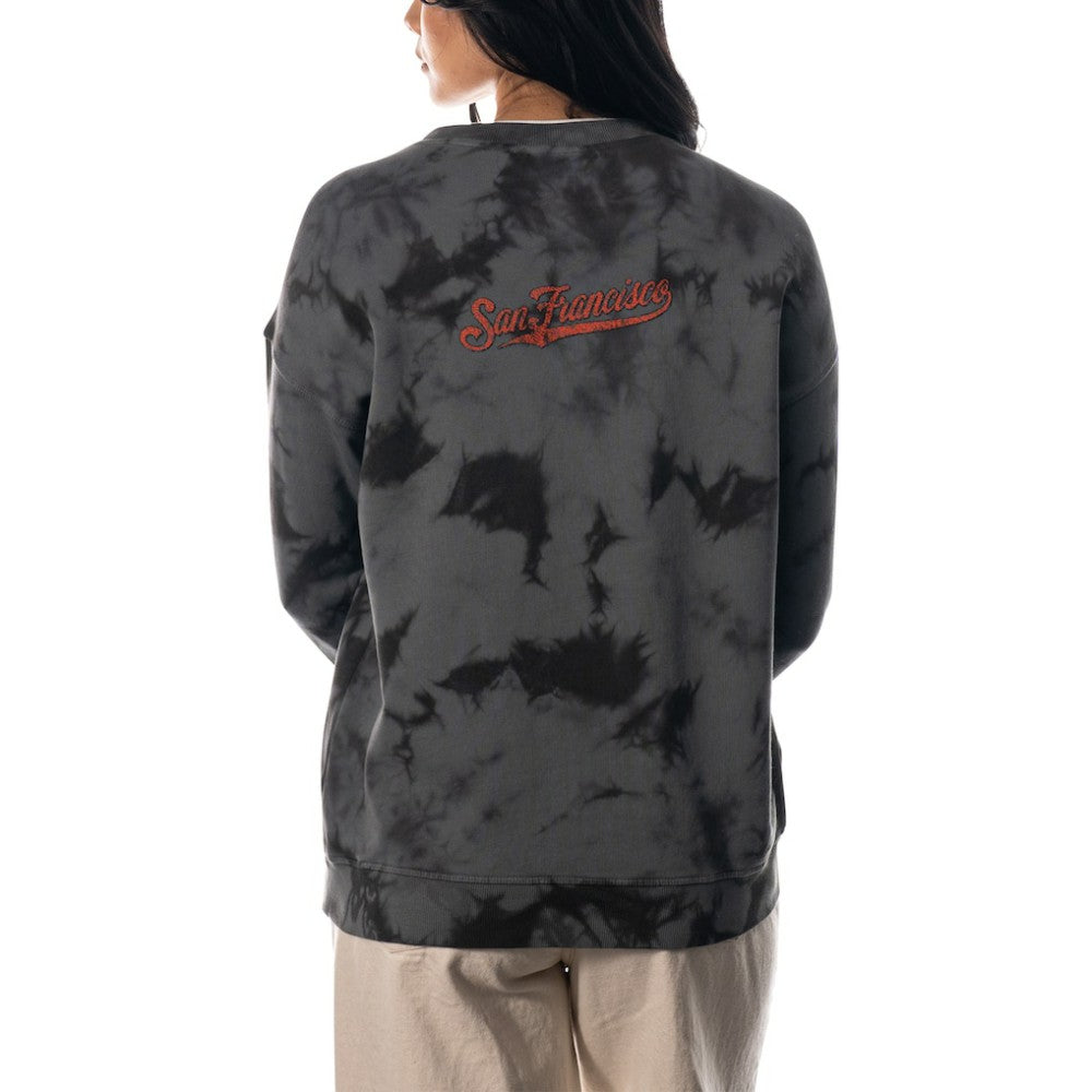 San Francisco Giants The Wild Collective Women's Overdyed Pullover Sweatshirt - Charcoal
