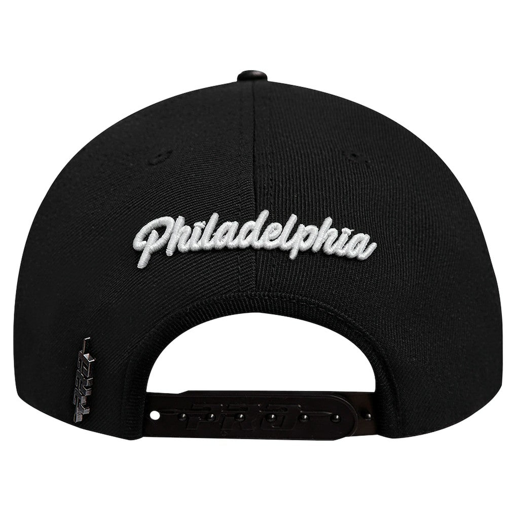 Philadelphia 76ers Pro Standard Paint the City Pinch Front Snapback Hat - Black shop