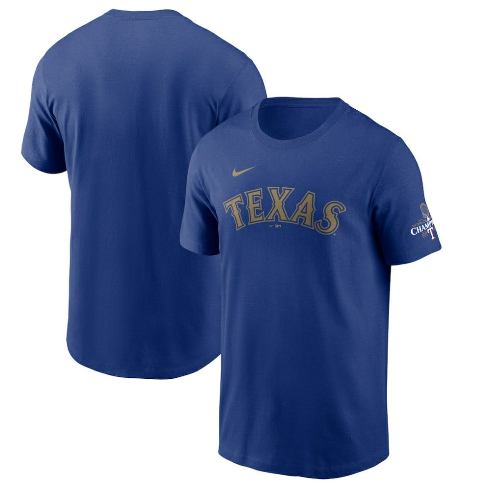 Texas Rangers 2024 Gold Collection Wordmark T-Shirt - Royal | Nike