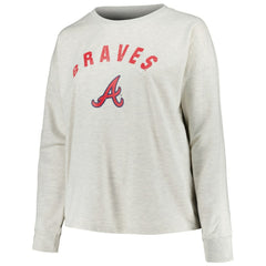 Atlanta Braves Profile Women's Plus Size French Terry Pullover Sweatshirt - Oatmeal