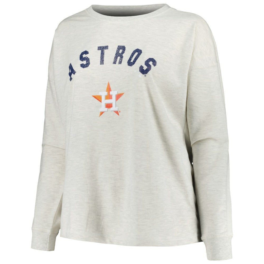 Houston Astros Profile Women's Plus Size French Terry Pullover Sweatshirt - Oatmeal
