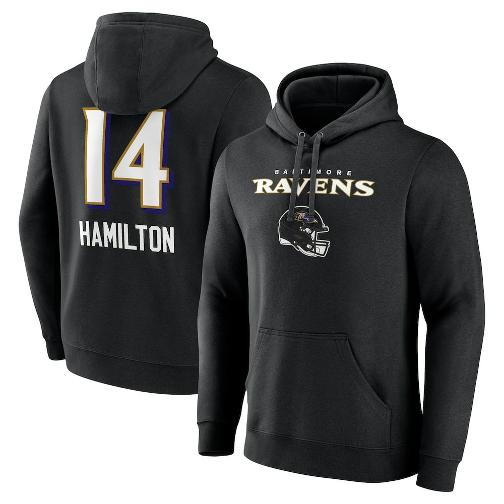 Kyle Hamilton Baltimore Ravens Team Wordmark Player Name & Number Pullover Hoodie - Black online