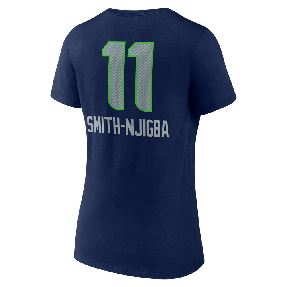 Jaxon Smith-Njigba Seattle Seahawks Women's Team Wordmark Player Name & Number V-Neck T-Shirt - College Navy discount