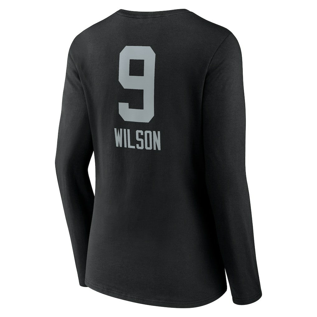 Tyree Wilson Las Vegas Raiders Women's Team Wordmark Player Name & Number Long Sleeve V-Neck T-Shirt - Black sale