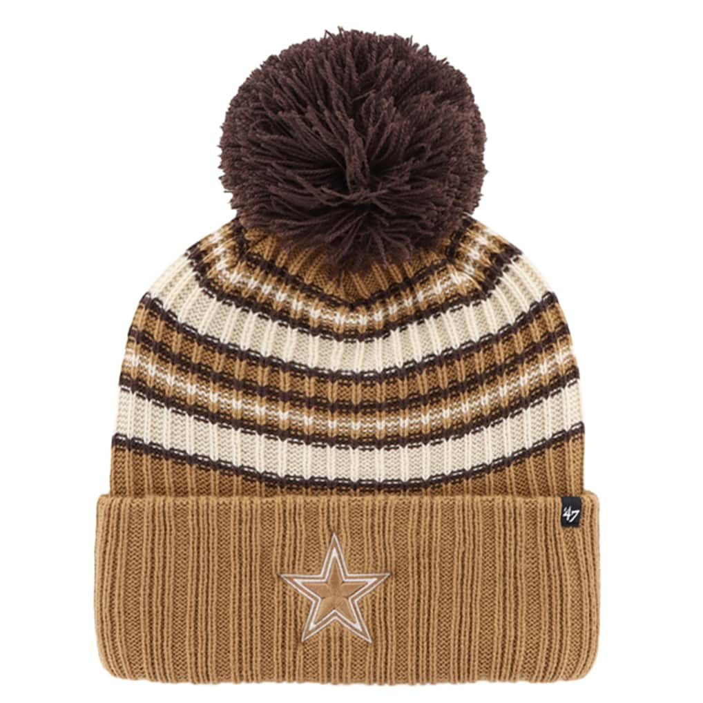 Dallas Cowboys '47 Women's Espresso Cuffed Knit Hat with Pom - Brown for sale