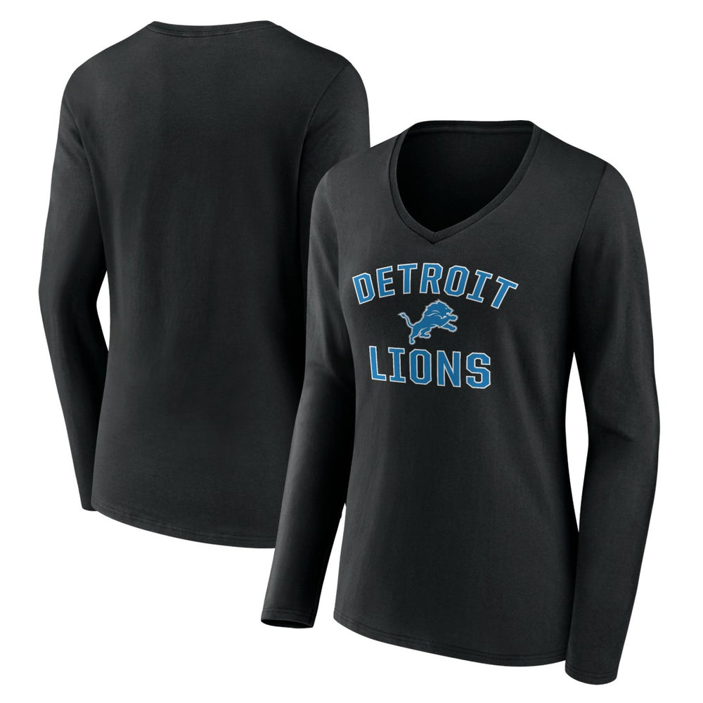 Detroit Lions Women's Victory Arch V-Neck Long Sleeve T-Shirt - Black for sale