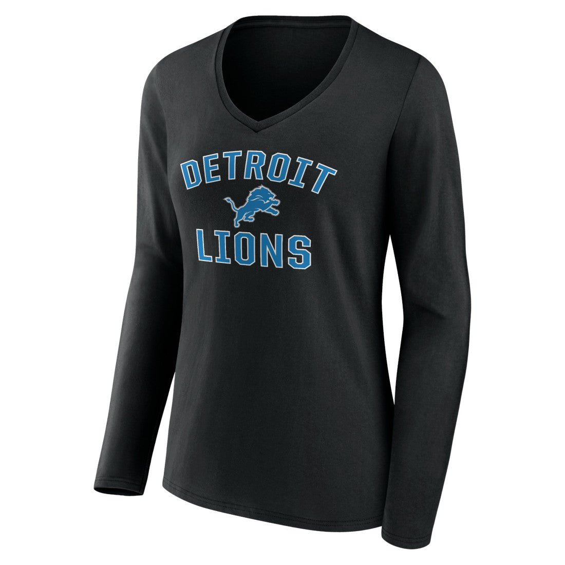 Detroit Lions Women's Victory Arch V-Neck Long Sleeve T-Shirt - Black for sale