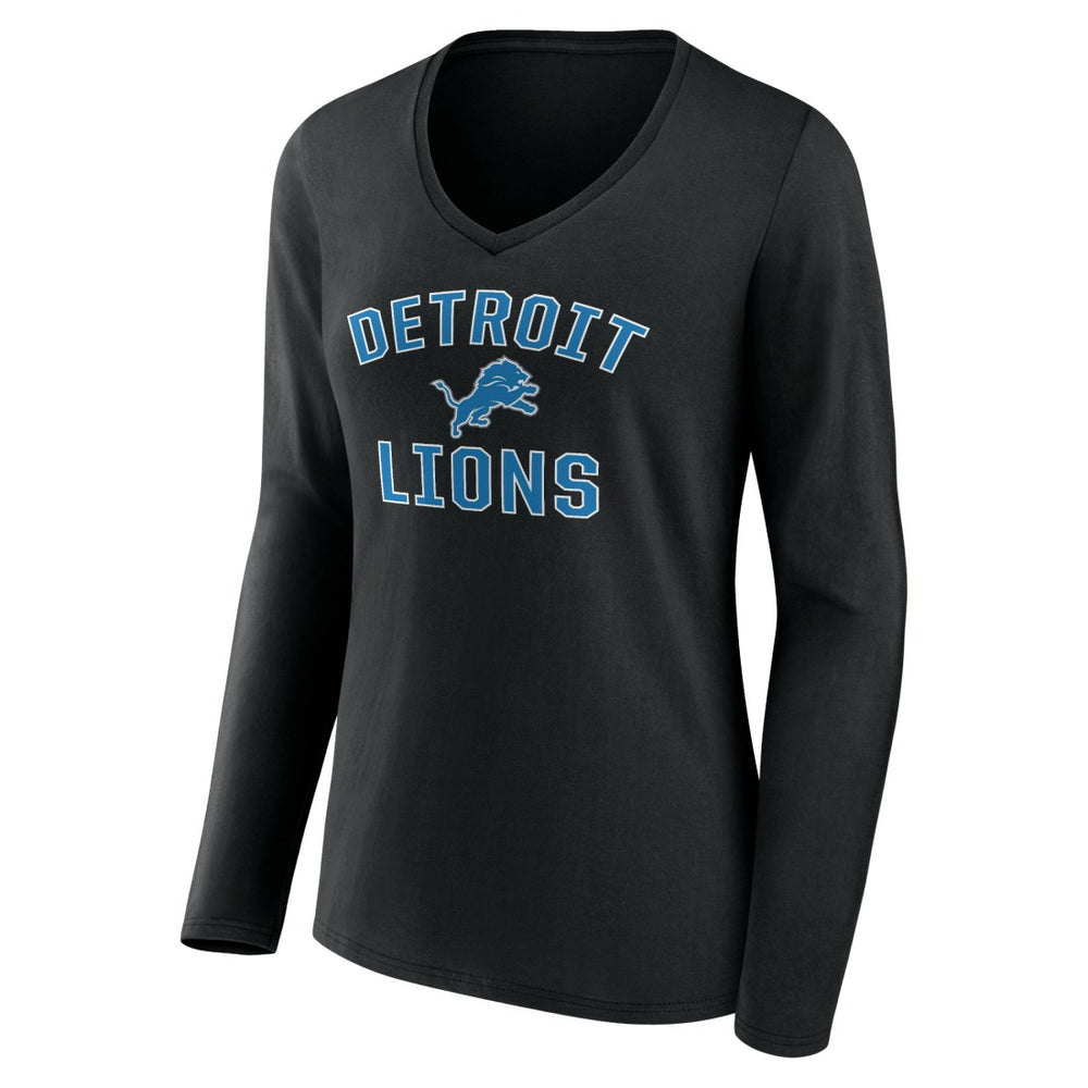 Detroit Lions Women's Victory Arch V-Neck Long Sleeve T-Shirt - Black for sale