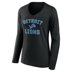 Detroit Lions Women's Victory Arch V-Neck Long Sleeve T-Shirt - Black for sale