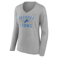 Detroit Lions Women's Victory Arch V-Neck Long Sleeve T-Shirt - Gray for sale