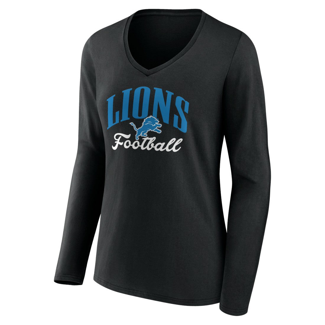 Detroit Lions Women's Victory Script V-Neck Long Sleeve T-Shirt - Black for sale