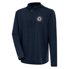 Winnipeg Jets Antigua Tidy Quarter-Zip Pullover Hoodie Heather Navy