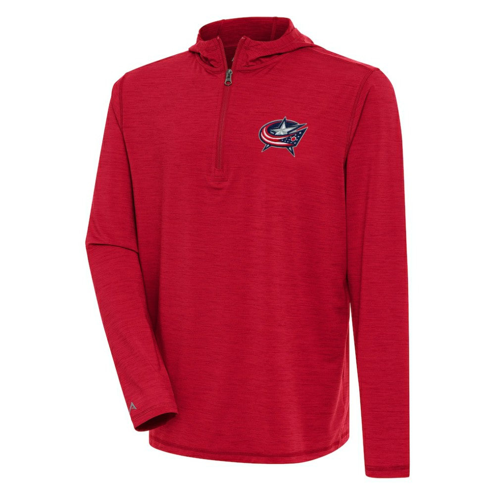 Columbus Blue Jackets Antigua Tidy Quarter-Zip Pullover Hoodie Heather Red