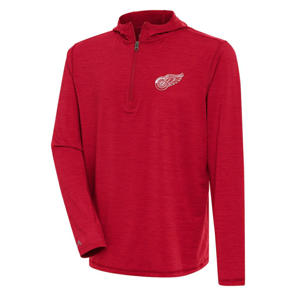 Detroit Red Wings Antigua Tidy Quarter-Zip Pullover Hoodie Heather Red